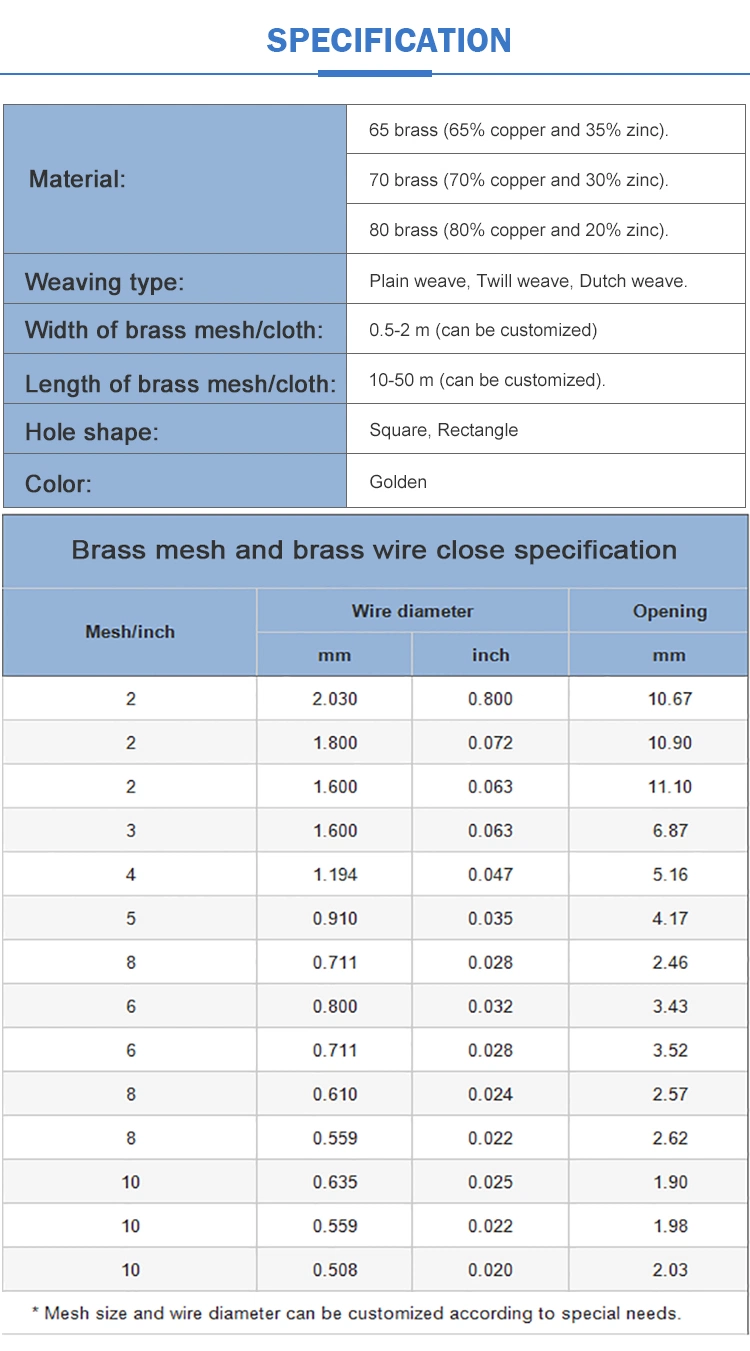 High Quality 200 250 Brass Screen Wire Mesh for Printing